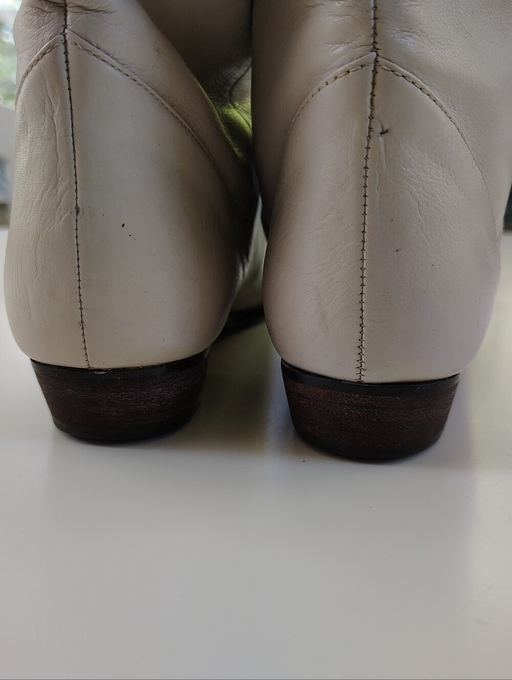 Vintage Bandit Made In Argentina 1980s Cream Leather Slouch Boots 7.5 - Picture 6 of 15